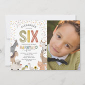 フォト納屋周囲の庭ファーム第6誕生日招待状 招待状 (正面)