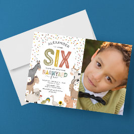 フォト納屋周囲の庭ファーム第6誕生日招待状 招待状