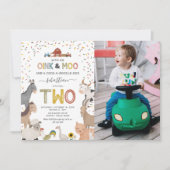 フォト納屋周囲の庭ファーム2nd誕生日招待状 招待状 (正面)