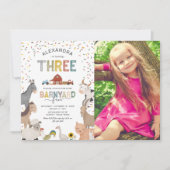 フォト納屋周囲の庭ファーム3rd誕生日招待状 招待状 (正面)