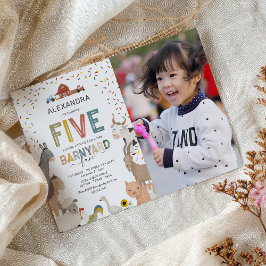 フォト納屋周囲の庭ファーム5th誕生日招待状 招待状