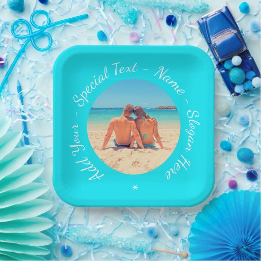 フォト紙のプレートとカスタム文字と色 ペーパープレート (パーティー)