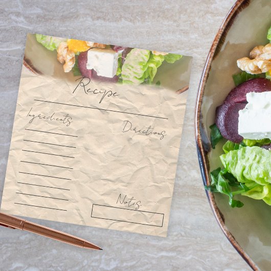 フォト紙空白のシート料理レシピカード ノートパッド