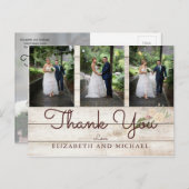 フォト素朴ウッドフローラ結婚のモダン感謝 ポストカード (正面/裏面)