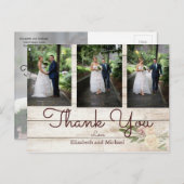 フォト素朴ウッドフローラ結婚の感謝 ポストカード (正面/裏面)