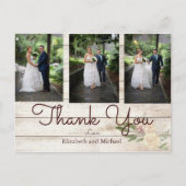 フォト素朴ウッドフローラ結婚の感謝 ポストカード (正面)