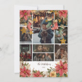 フォト素朴ストッキングとポインセティアスのクリスマス シーズンカード (正面)