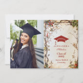 フォト素朴ワイルドフラワー卒業パーティー 案内状 (正面)