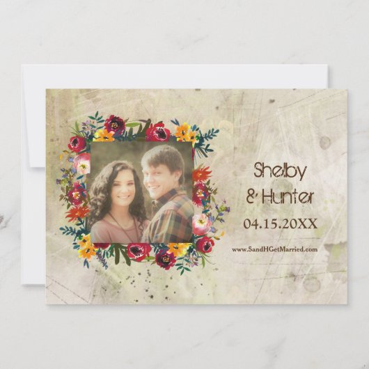 フォト素朴ヴィンテージ旧トラックトレンディー結婚ズ 招待状 (裏面)