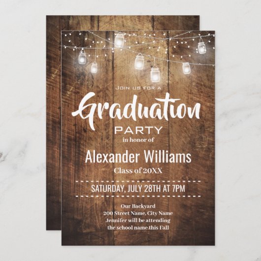 フォト素朴卒業パーティー招待状 案内状 (正面/裏面)