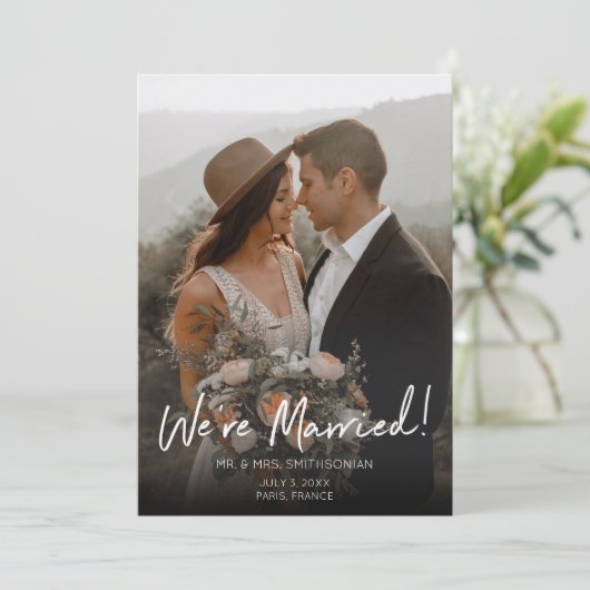 フォト結婚タイポグラフィと披露宴パーティー 招待状 (スタンド正面)