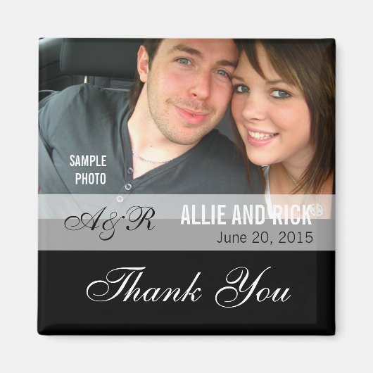 フォト結婚式の引き出物マグネット黒 マグネット (正面)