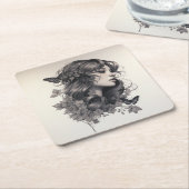 フォト結婚式の引き出物Sの後に幸せに応援 スクエアペーパーコースター (アングル)