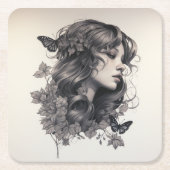 フォト結婚式の引き出物Sの後に幸せに応援 スクエアペーパーコースター (正面)