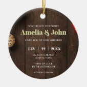 フォト結婚式招待状クリスマス セラミックオーナメント (正面)