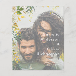 フォト結婚式招待状グリーナリー金ゴールドLeahG チラシ