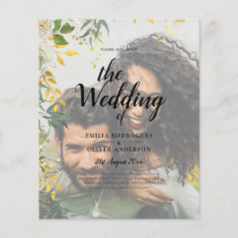 フォト結婚式招待状グリーナリー金ゴールドLeahG チラシ