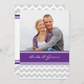 フォト結婚式招待状グレープラムシェブロン 招待状 (正面/裏面)