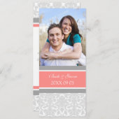フォト結婚式招待状ズコーラルグレイダマスク 招待状 (正面/裏面)