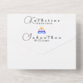 フォト結婚式招待状ツイン炎 –  オールインワン招待状 (裏面)