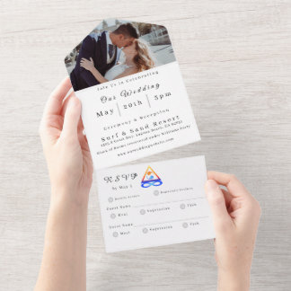 フォト結婚式招待状ツイン炎 – オールインワン招待状