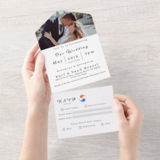 フォト結婚式招待状ツイン炎 – オールインワン招待状