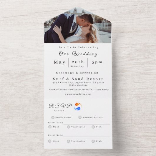 フォト結婚式招待状ツイン結婚フレームテーマ- オールインワン招待状 (内側)