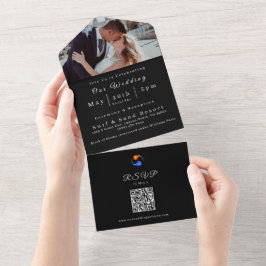 フォト結婚式招待状ツイン結婚フレームテーマ- オールインワン招待状