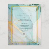 フォト結婚式招待状ティール(緑がかった色)金ゴールドインクLeahG (裏面)