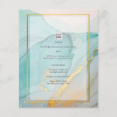 フォト結婚式招待状ティール（緑がかった色）金ゴールドインクLeahG チラシ (裏面)