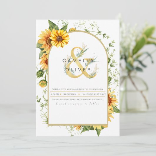 フォト結婚式招待状ヒマワリ 招待状 (スタンド正面)