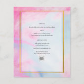 フォト結婚式招待状ピンクアクアブルー金ゴールドインク (裏面)