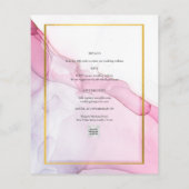 フォト結婚式招待状ピンクパープルインクリーフ (裏面)
