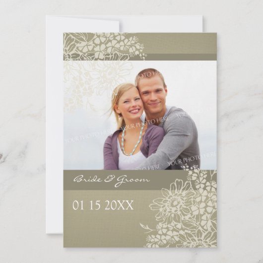 フォト結婚式招待状ヴィンテージフローラ 招待状 (正面)