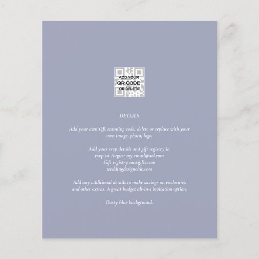 フォト結婚式招待状予算オーバーレイ文字LeahG チラシ (裏面)