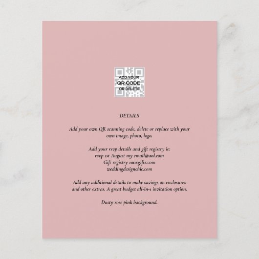 フォト結婚式招待状予算オーバーレイ文字LeahG チラシ (裏面)