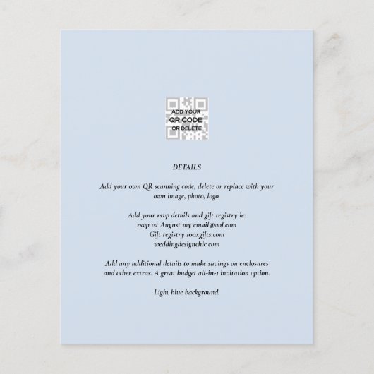 フォト結婚式招待状予算オーバーレイ文字LeahG チラシ (裏面)