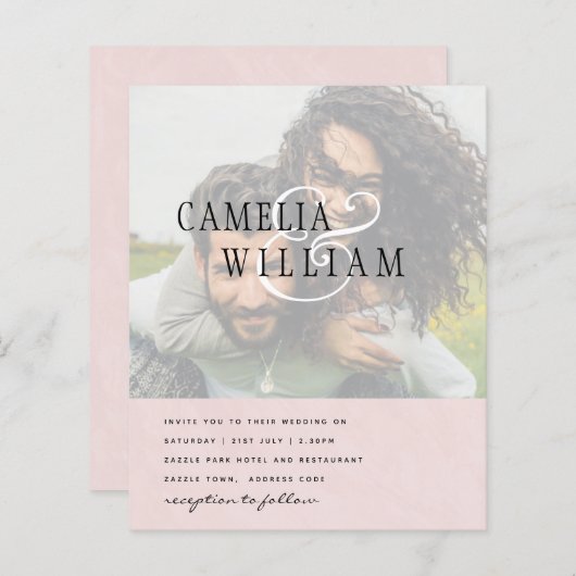 フォト結婚式招待状婚約日付の保存 (正面/裏面)