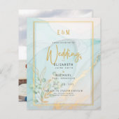 フォト結婚式招待状微妙なインク洗浄デジタル (正面/裏面)