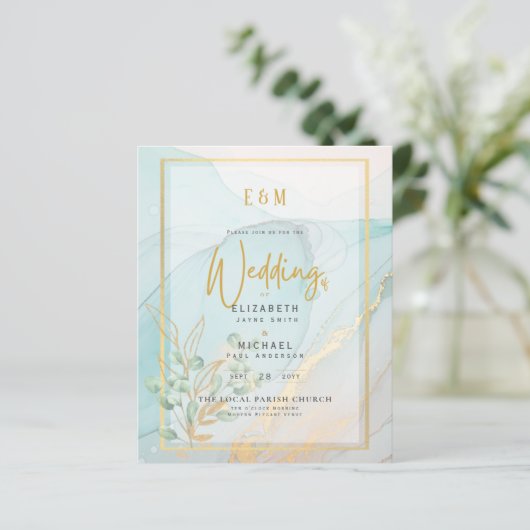 フォト結婚式招待状微妙なインク洗浄デジタル (スタンド正面)