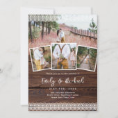 フォト結婚式招待状素朴レースボホーバーン 招待状 (正面)