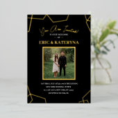 フォト結婚式招待状 |ゴールドフォイルのアクセント 箔招待状 (立ち正面)