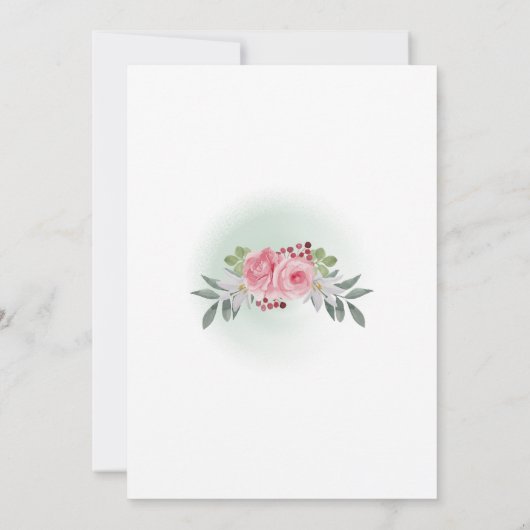 フォト結婚式招待状 | セージグリーンとフローラ 招待状 (裏面)