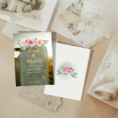 フォト結婚式招待状 | セージグリーンとフローラ 招待状