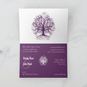 フォト結婚式招待状 – プラムと白スワールの木 招待状 (内部)