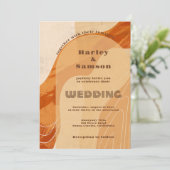 フォト結婚式招待状、レトロ焦げオレンジ 招待状 (スタンド正面)
