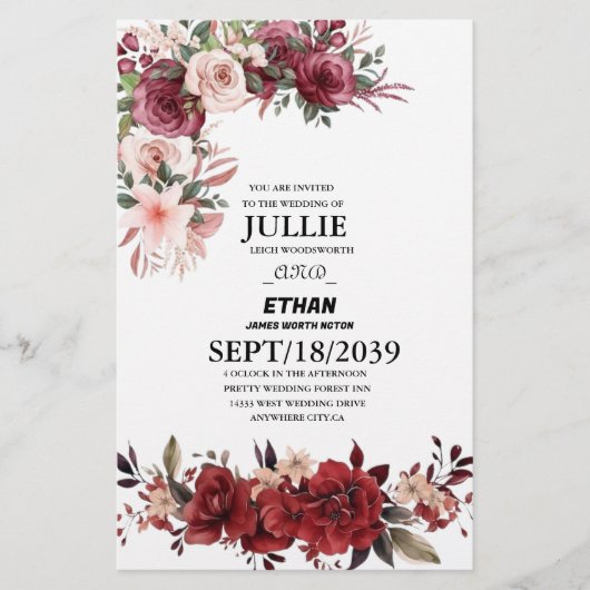 フォト結婚式招待状 便箋 (正面)