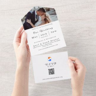 フォト結婚式招待状- QRコードツイン炎 – オールインワン招待状