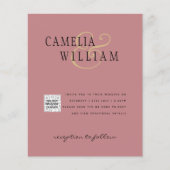 フォト結婚式招待状QRCode RSVP埃バラ (正面)