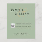 フォト結婚式招待状QRCode RSVP Sage Green (正面)